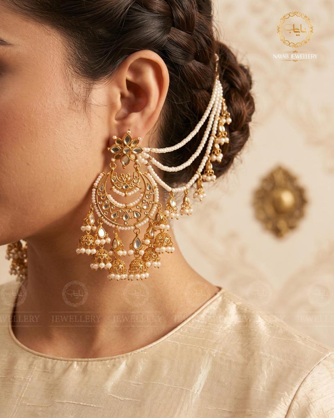Zeenat Kundan Sahara Hoop Earrings-2400
