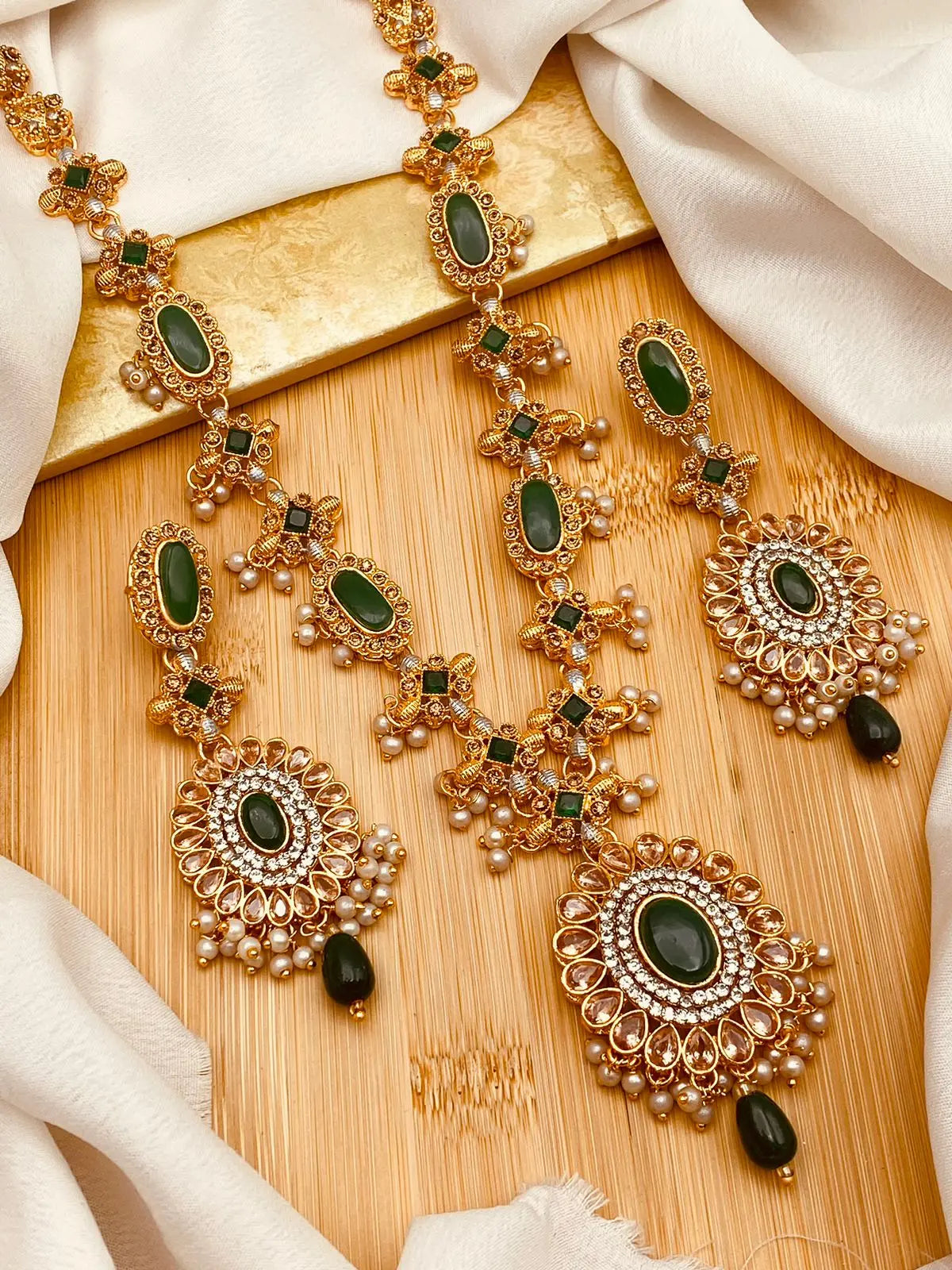 Royal Zarcon Mala Set with Earring NJ-1518 Nayab Jewellery