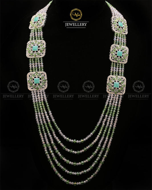 Bridal Broch Mala (with out Earrings)-2732-Silver Nayab Jewellery