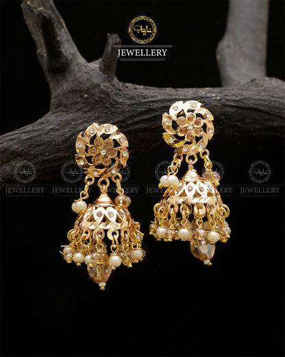 Gold plated Hyedrabadi Jhumki E-3042