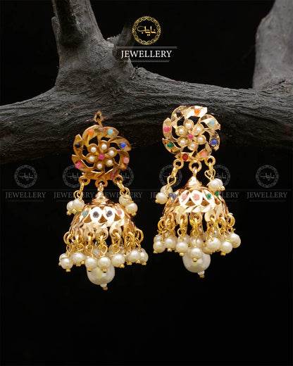 Gold plated Hyedrabadi Jhumki E-3042