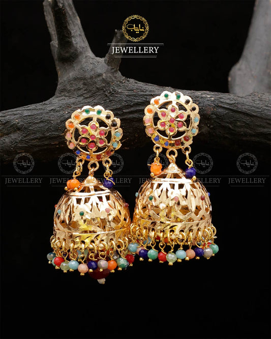 Gold plated Hyedrabadi Jhumka E-3043