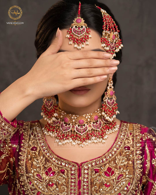 Designer Real stone Bridal set NJ -1673