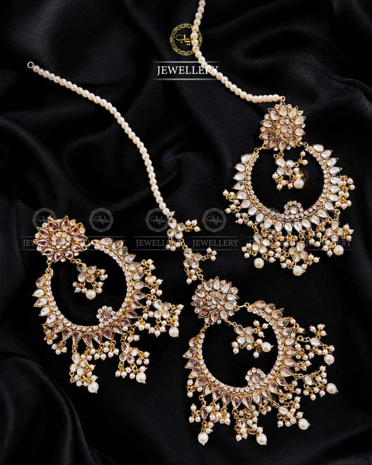 Big size Kundan Baali Tika set-2790