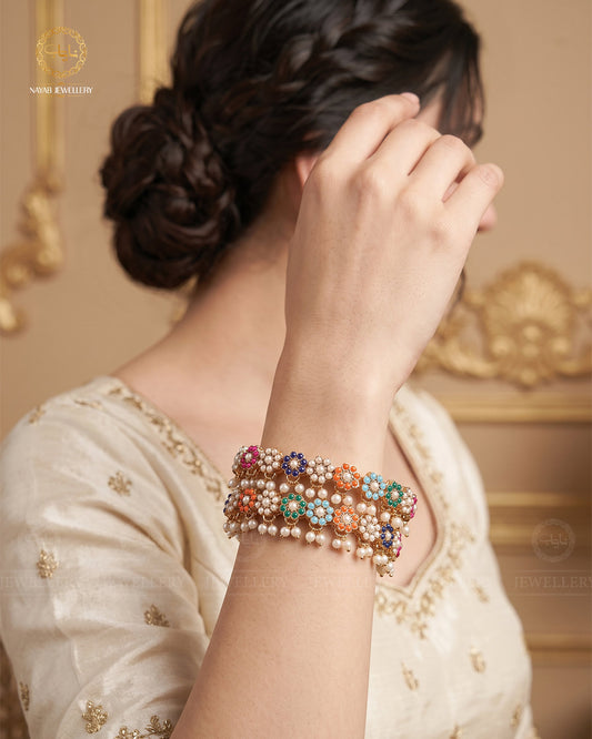 Janan Pearl Bangles (pair)-2365-Multi