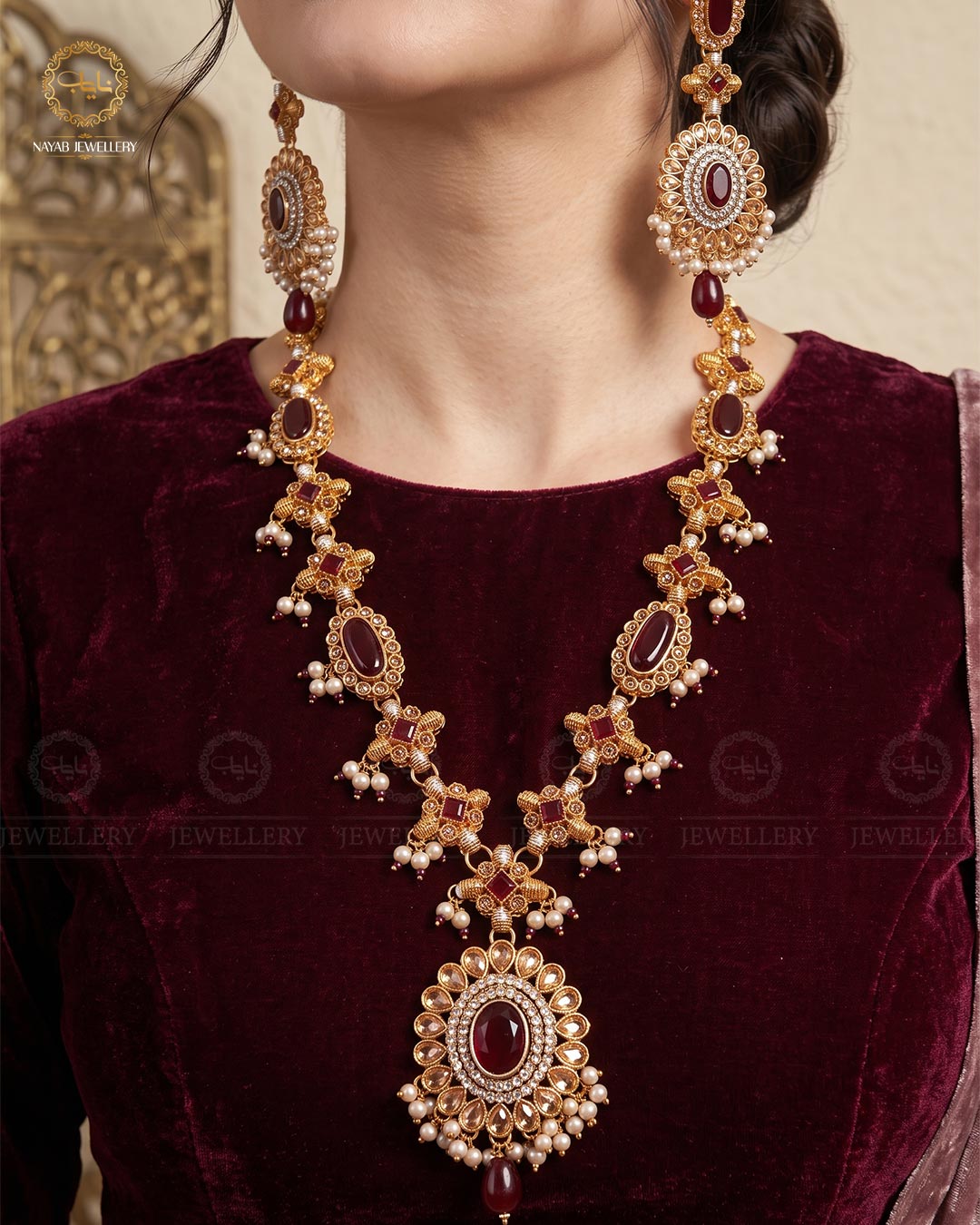 Royal Zarcon  Mala Set with Earring  NJ-1518