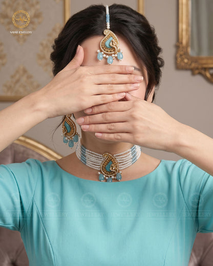 Turkish Teardrop Motif Guluband set N-113-Golden