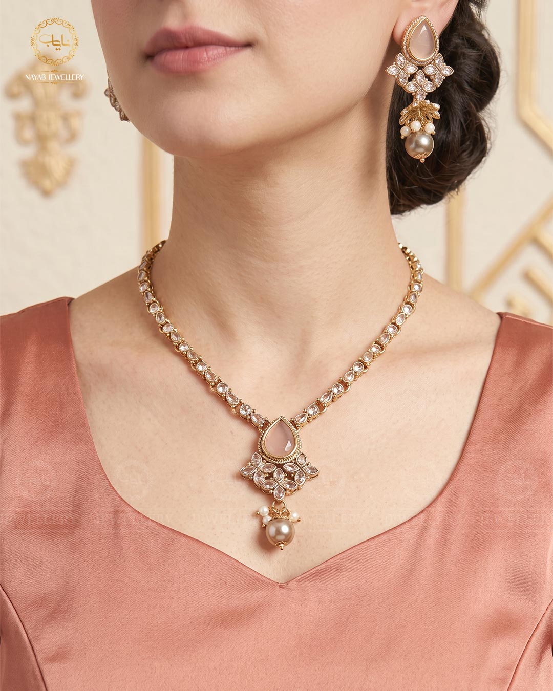 Egyptian Necklace set with Jhumki NJ-1863-G