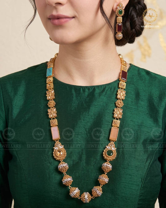Trendy Bridal Egyptian Mala with Earring NJ-1166