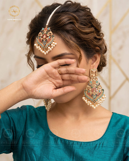 Traditional Noratan (original) Earrings Tika Set NJ-1416
