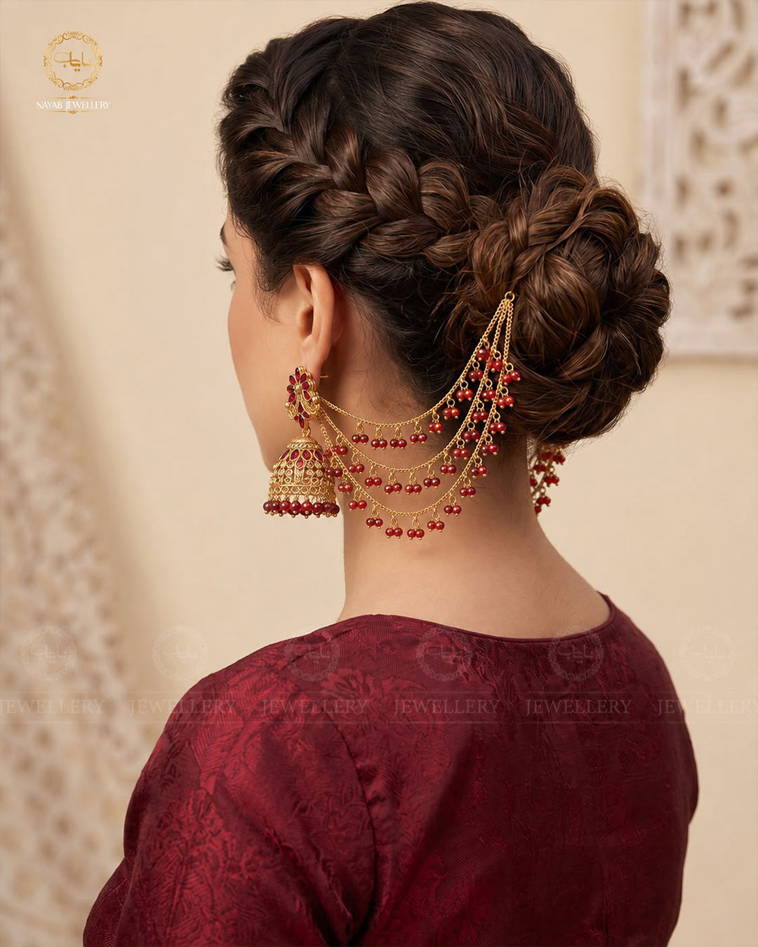 Mariam Designer Antique Polish 3 Layers Sahara Jhumki E-3000