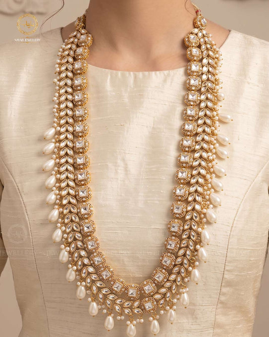 Kundan Long Bridal Mala (without Earrings)-2578-Golden