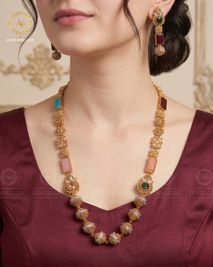 Trendy Bridal Egyptian Mala with Earring NJ-1166