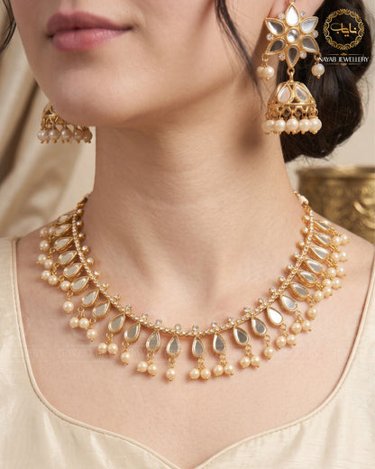 Kundan Mirror Chokar with jhumki NJ-1294