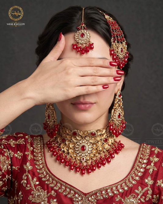 Designer Bridal set with jhomer-2291-Golden