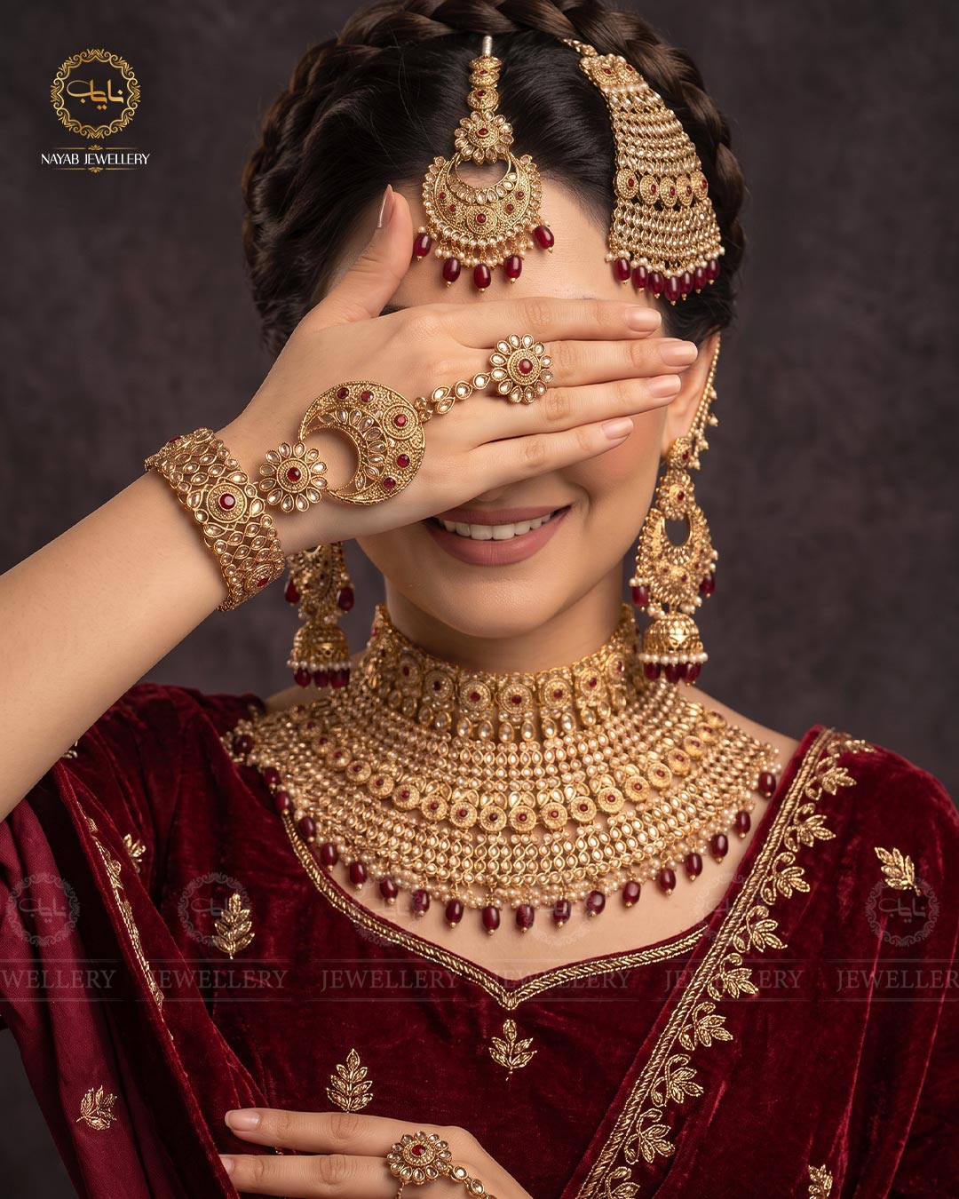 Malika Zarcon 6 pcs Collar Bridal set -2309-Golden