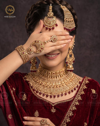 Malika Zarcon 6 pcs Collar Bridal set -2309-Golden