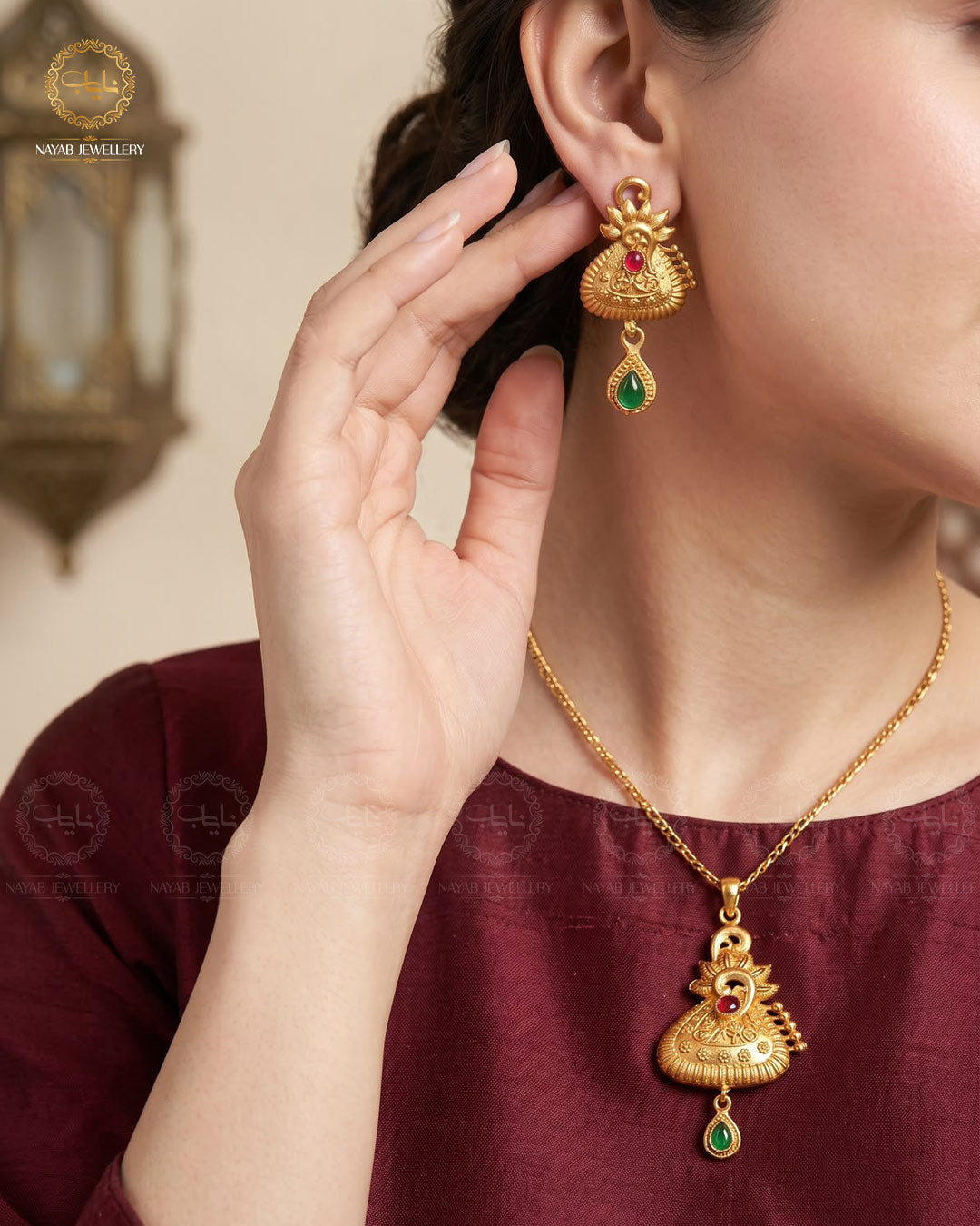 Indian Rajwadi Locket Pendant set-2431