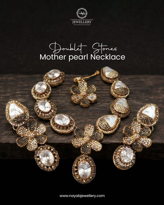 Doublet Stones Mother pearl Necklace set N-1032