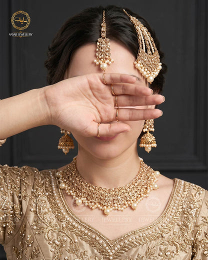 Fliexible Zirconia Bridal set-2852-Golden