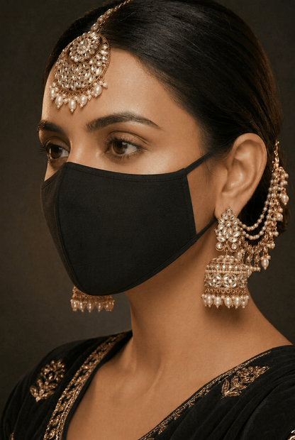 Uncut kundan Babubali Sahara Jhumka with Tika-E-3054