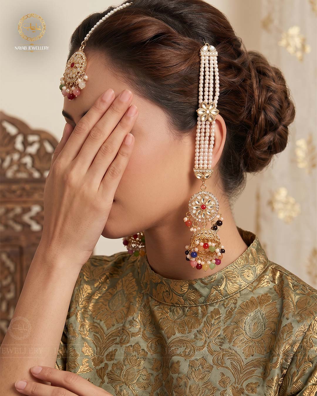 Kundan Jhumka Tika E-3044