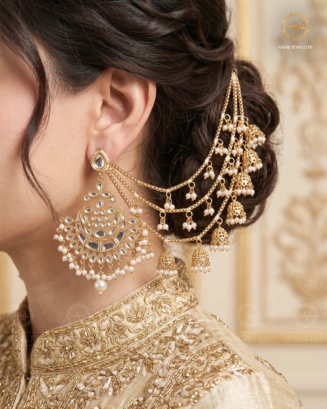 Bahubali Kundan Shahara Earrings -2897