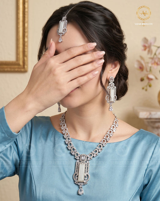 BISMA zarcon Necklace set-2818-Silver