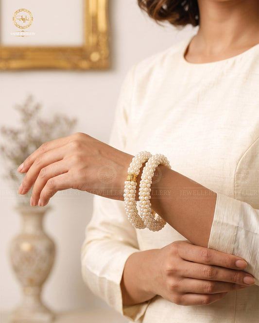 Zainab Pearl Gajra Openable Bangles (pair) -2693