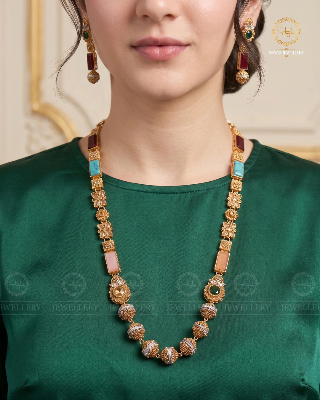 Trendy Bridal Egyptian Mala with Earring NJ-1166