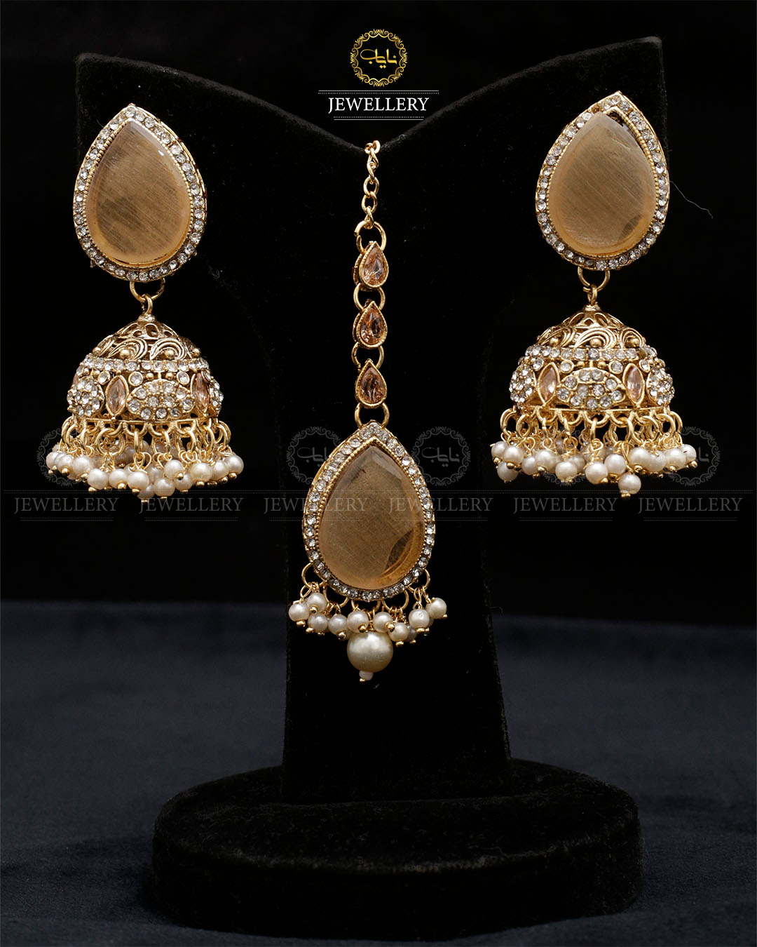 Turkish Jhumka Tika set Golden-2280