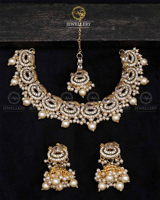 Lubaba  Necklace set with Jhumki tika N-1018-G