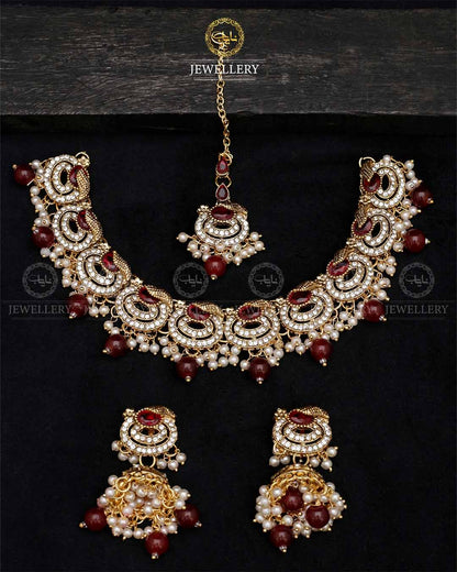 Lubaba  Necklace set with Jhumki tika N-1018-G