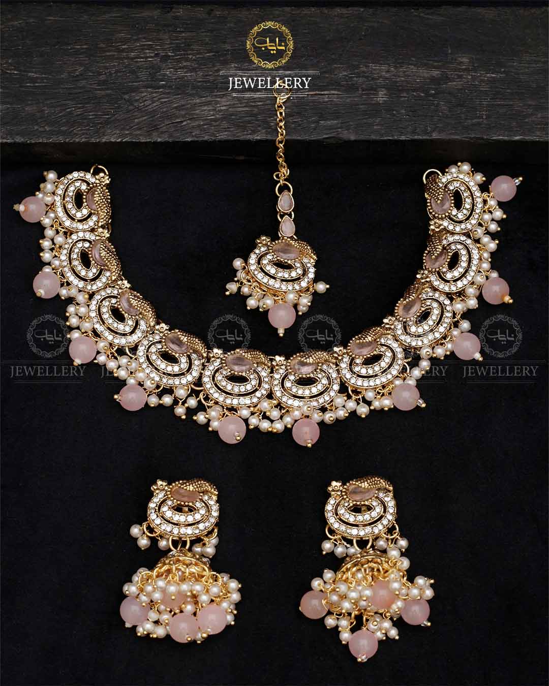 Lubaba  Necklace set with Jhumki tika N-1018-G