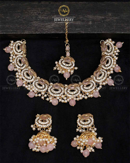 Lubaba  Necklace set with Jhumki tika N-1018-G