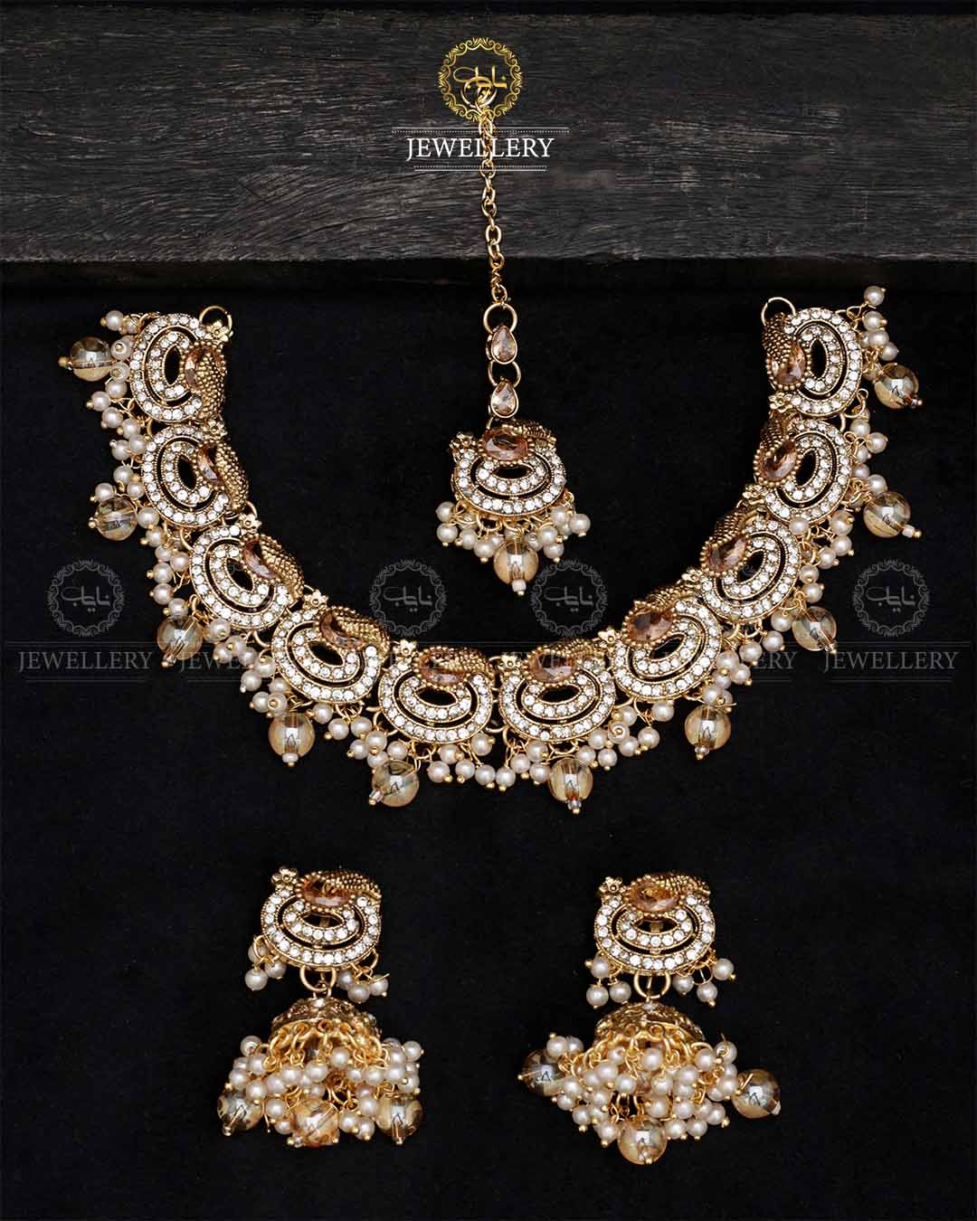 Lubaba  Necklace set with Jhumki tika N-1018-G