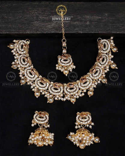 Lubaba  Necklace set with Jhumki tika N-1018-G