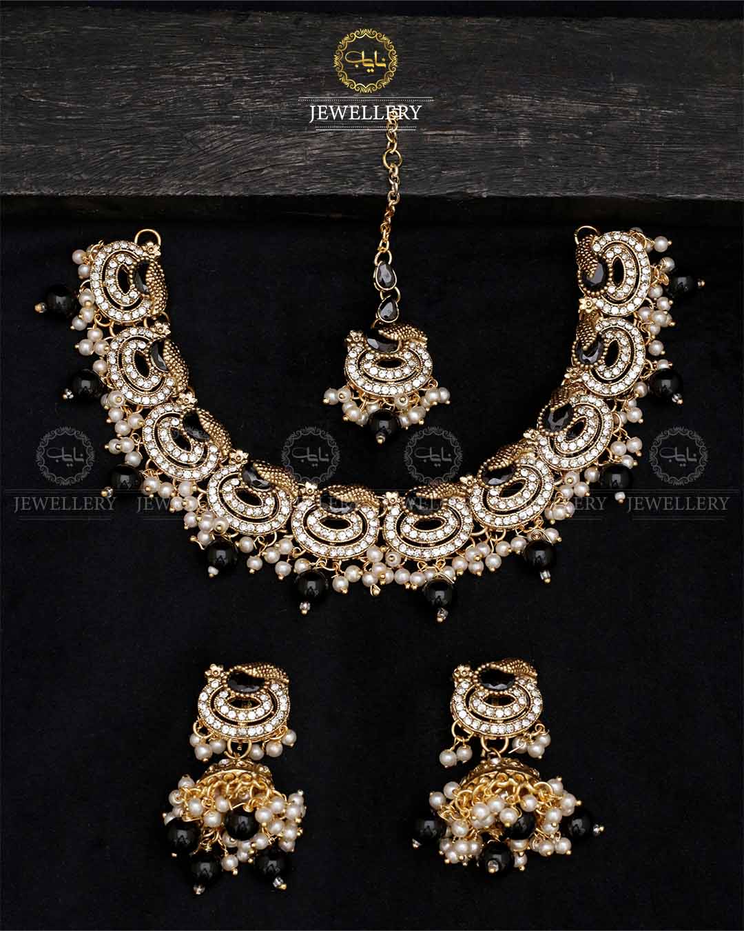 Lubaba  Necklace set with Jhumki tika N-1018-G