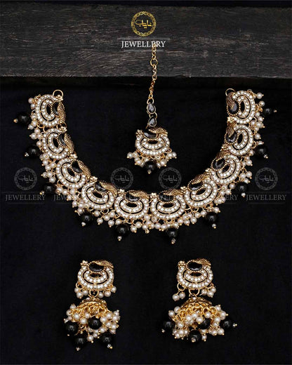 Lubaba  Necklace set with Jhumki tika N-1018-G