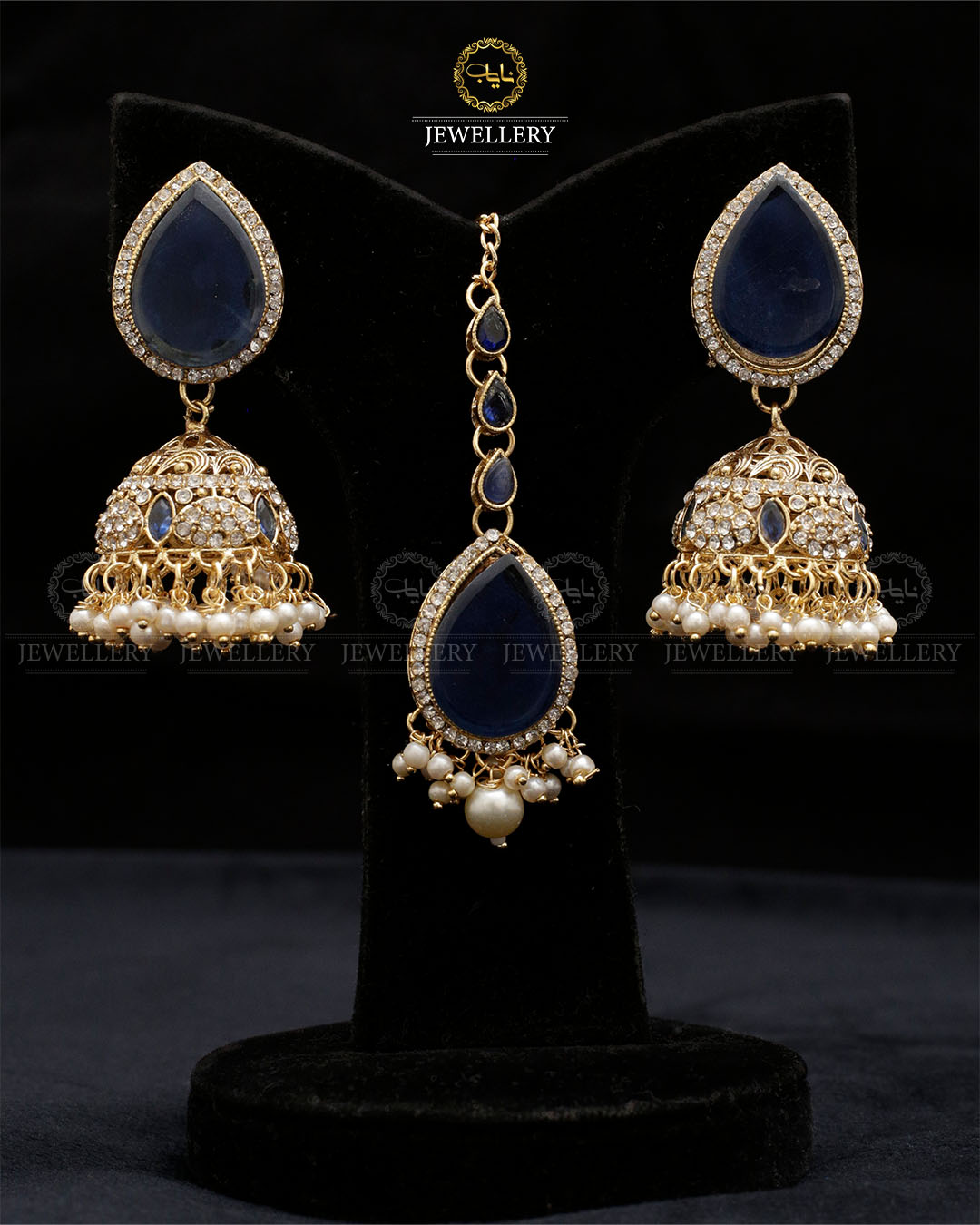 Turkish Jhumka Tika set Golden-2280