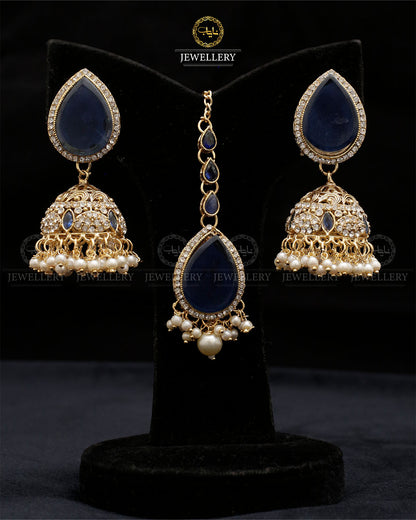 Turkish Jhumka Tika set Golden-2280