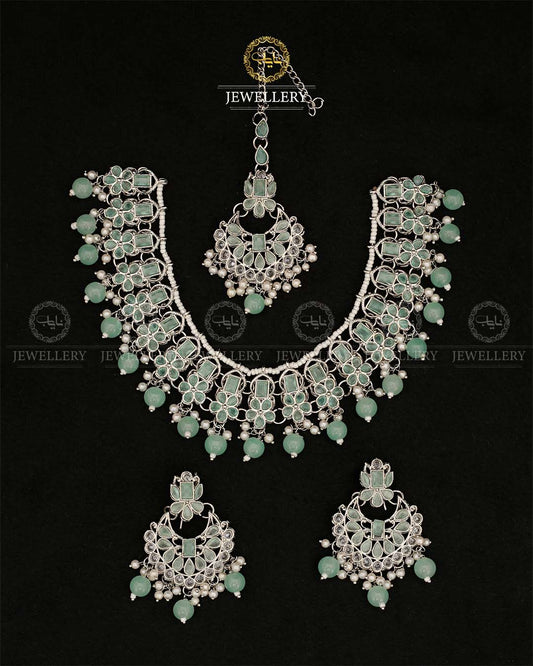 Zirconia Necklace set N-108-Silver