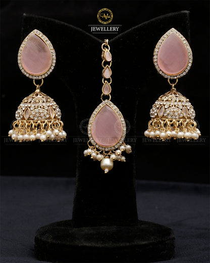Turkish Jhumka Tika set Golden-2280