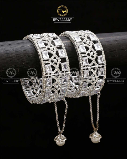Zirconia Openable Bangles (pair) BL-5055