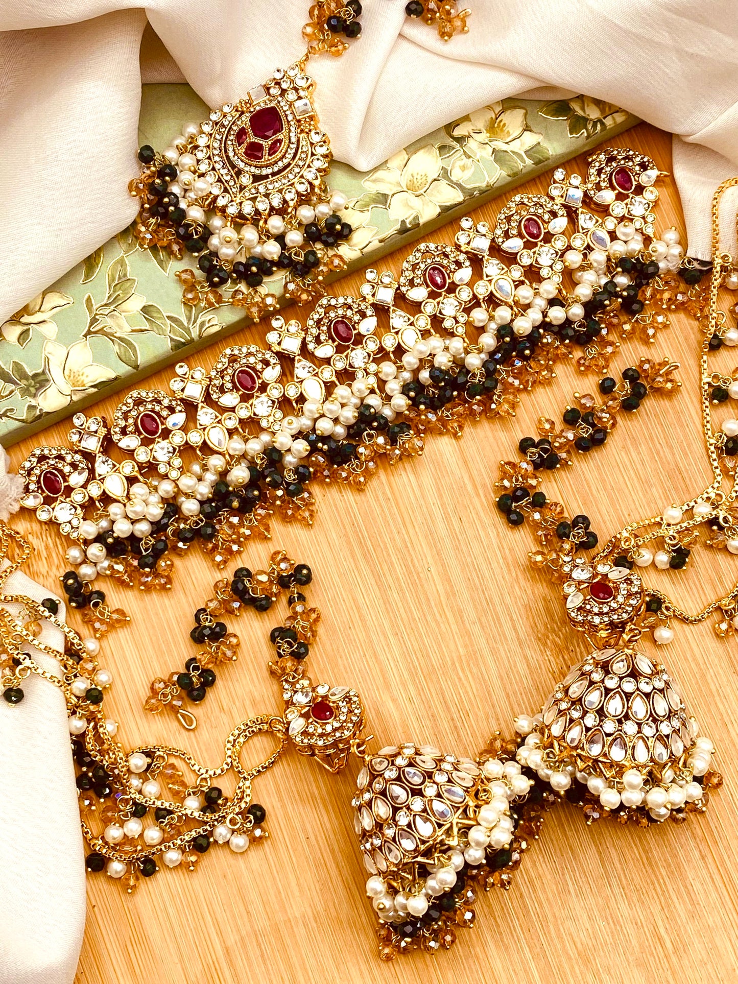 Wajiha Chokar Set with sahara Earrings &Tika N-100