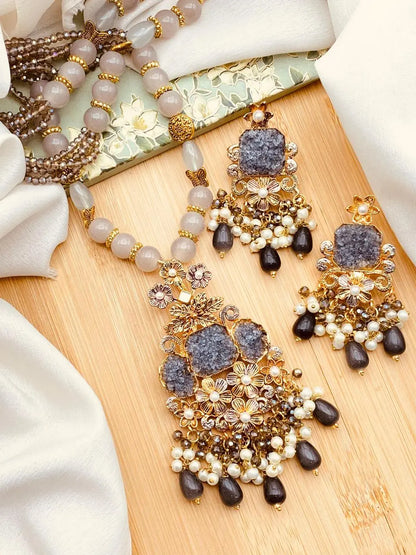 Designer Flower Crush stones Mala set-1951 Nayab Jewellery