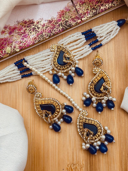 Turkish Teardrop Motif Guluband set N-113-Golden
