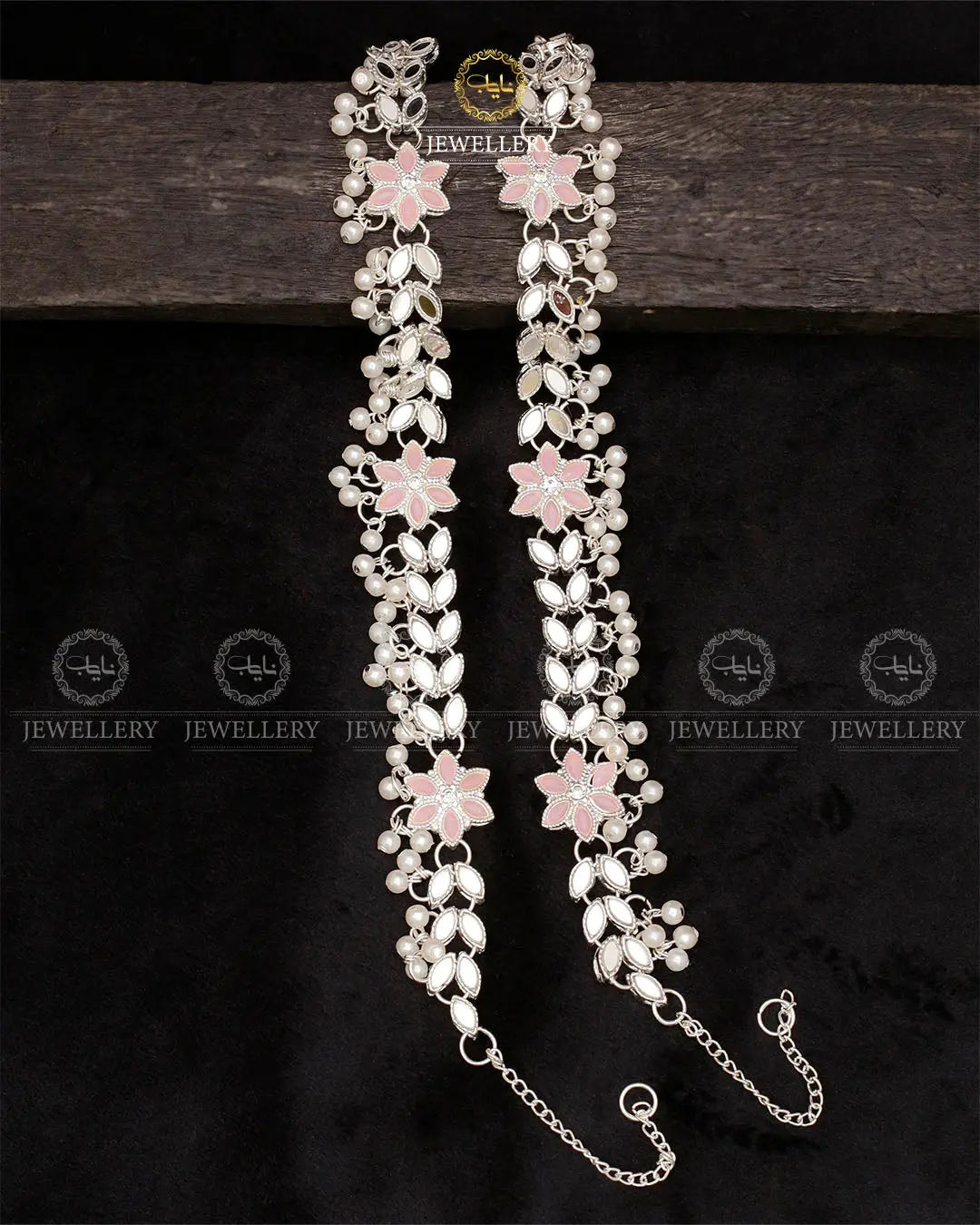 Kundan Anklet pazeb (pair)-2038-Silver Nayab Jewellery