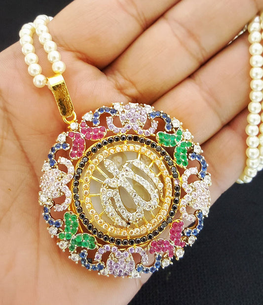 Zarcon Calligraphy Pendant  with mala-2579 Nayab Jewellery