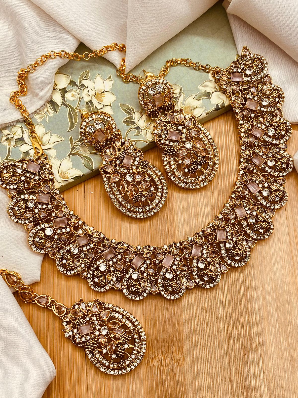 Afra Zarcon Necklace set Golden N-103